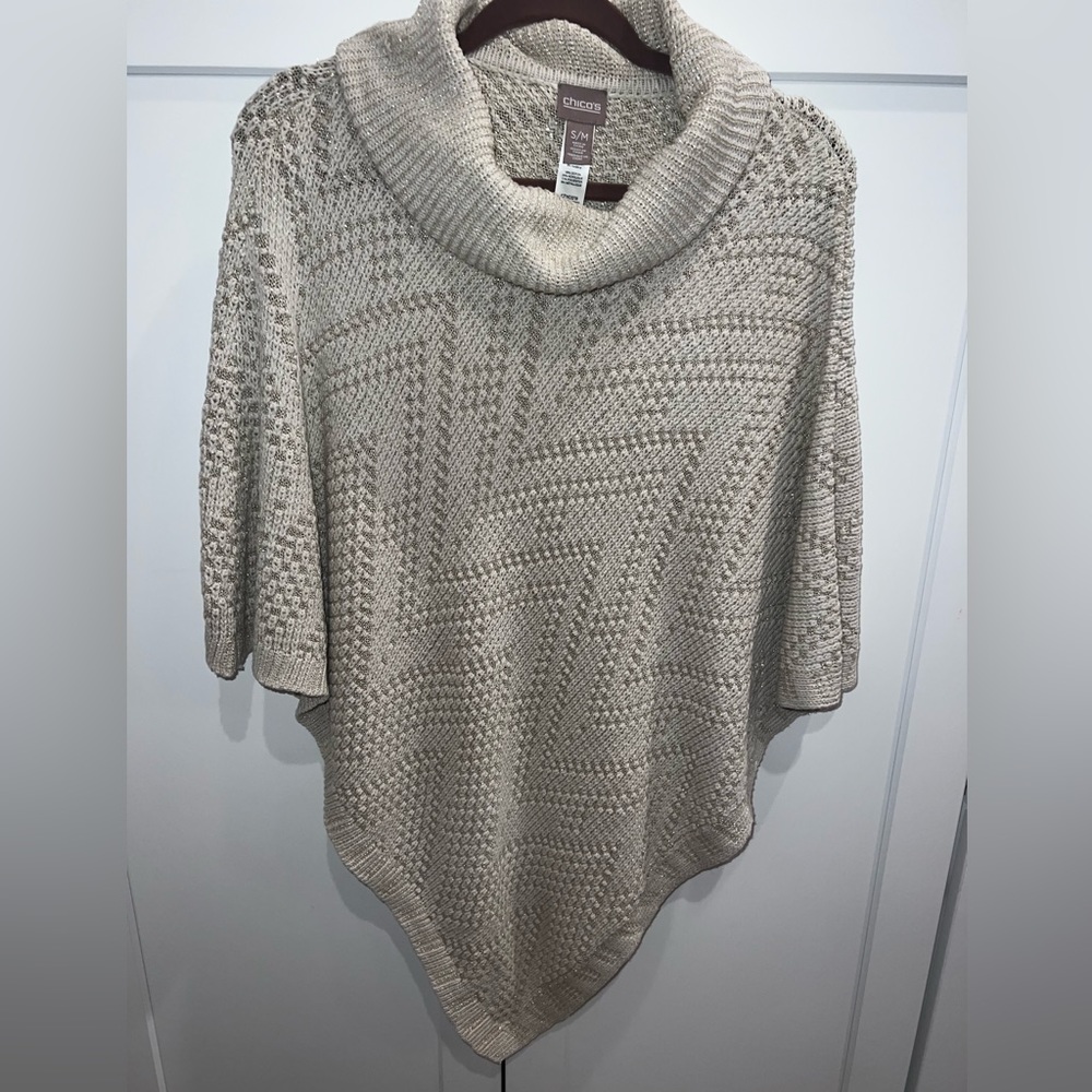 Chico’s Cream Knit Poncho S/M